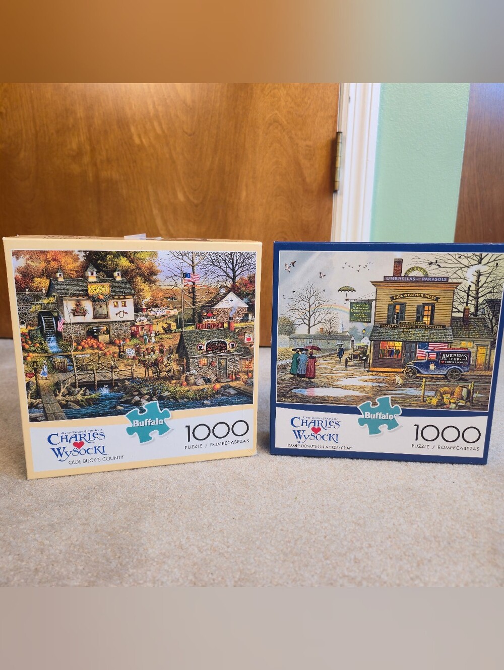 Charles Wysocki Dampy Donuts on a Dreary Day 1000 piece puzzle Buffalo W Poster